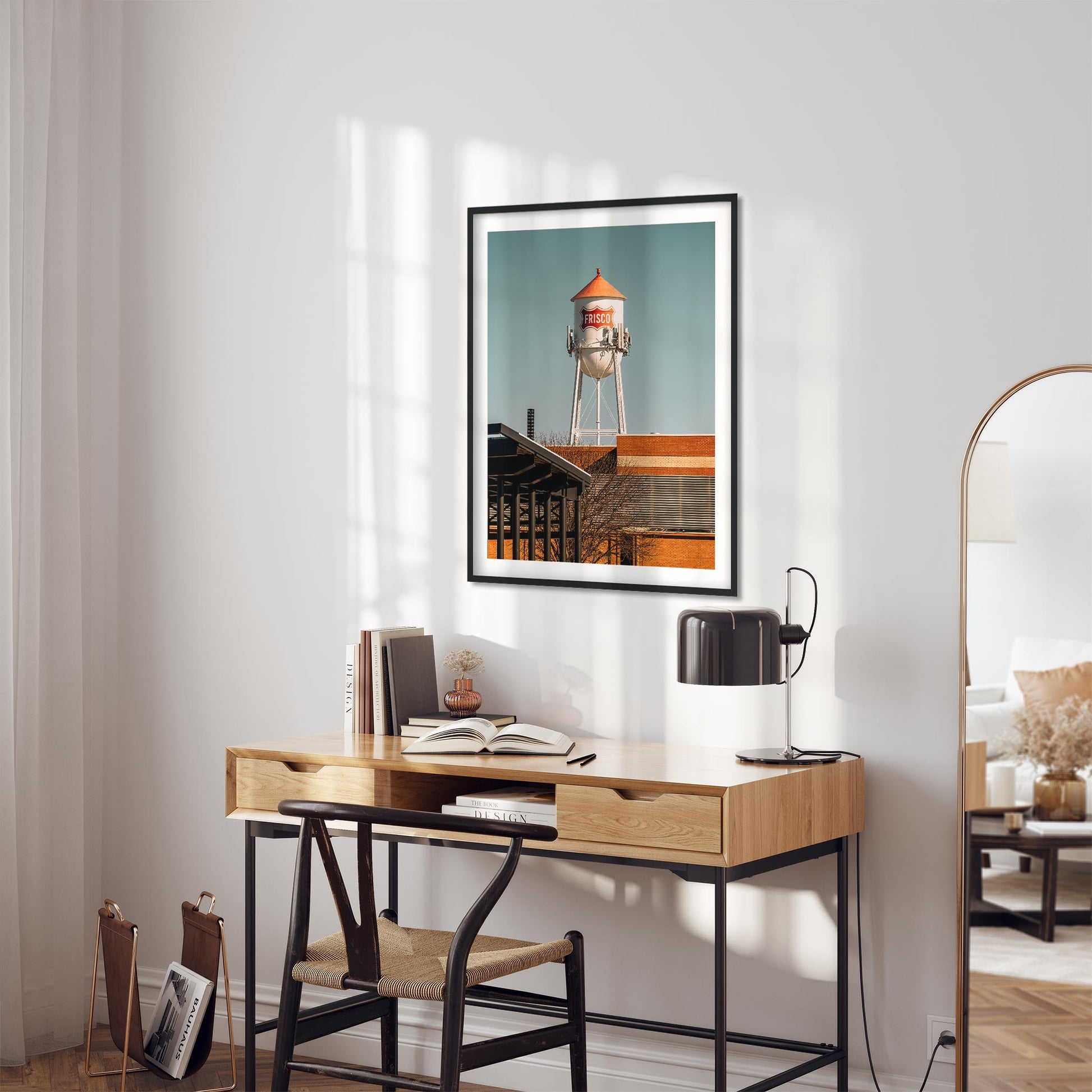 Color Architecture Photography Fine Art Print of Frisco Downtown Water Tower in Texas