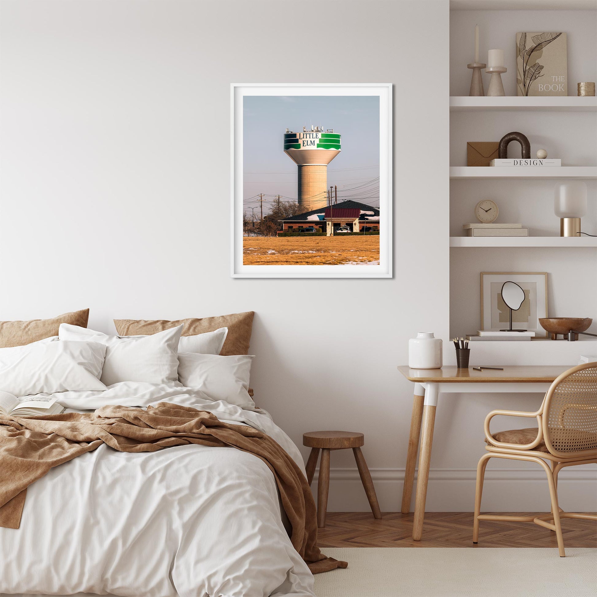 Color Architecture Photography Fine Art Print of Little Elm Water Tower in Texas