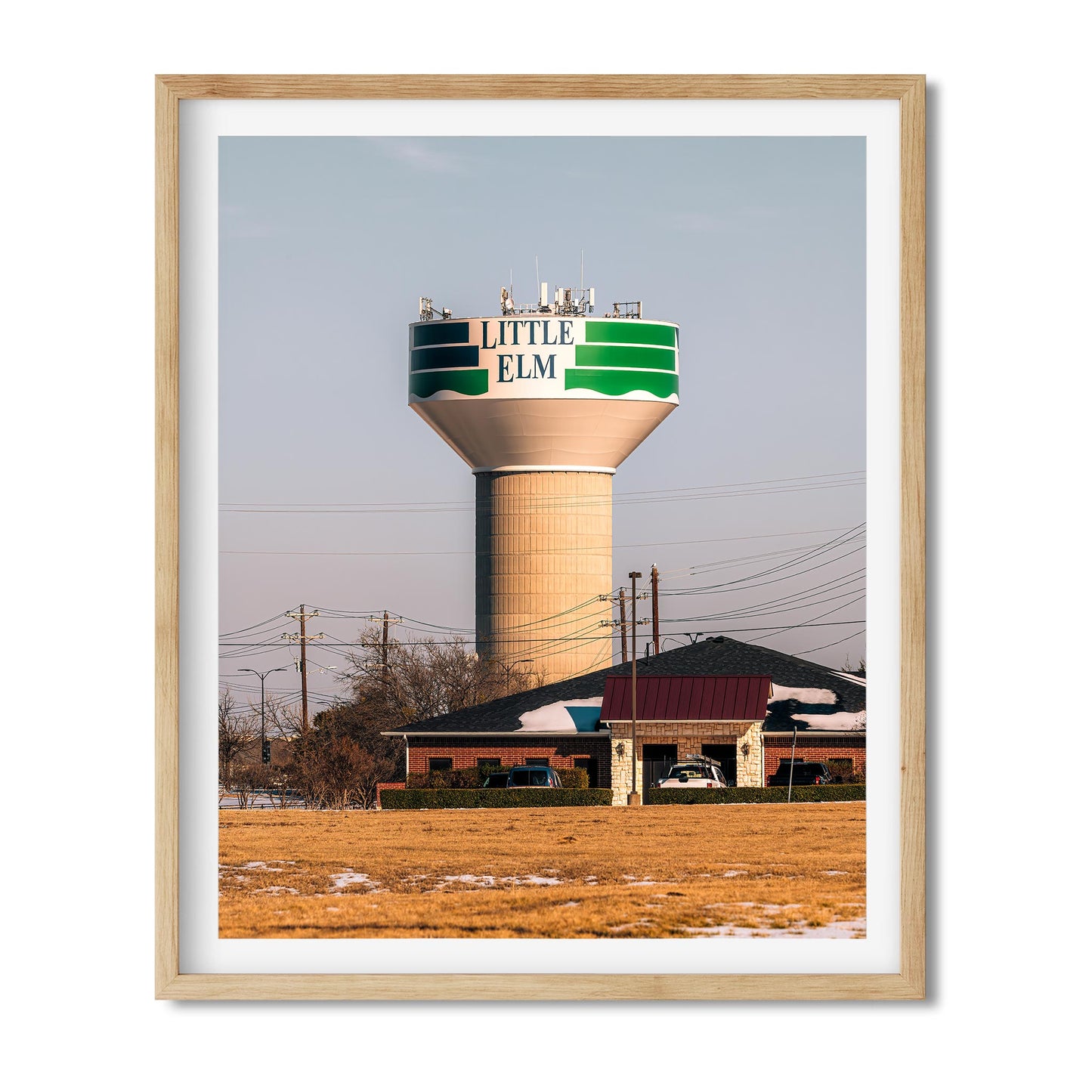 Color Architecture Photography Fine Art Print of Little Elm Water Tower in Texas